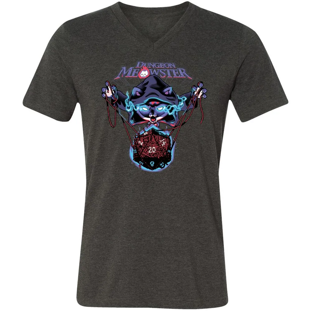 Dungeon Meowster Unisex V-Neck T-Shirt - Dark Grey Heather - 8