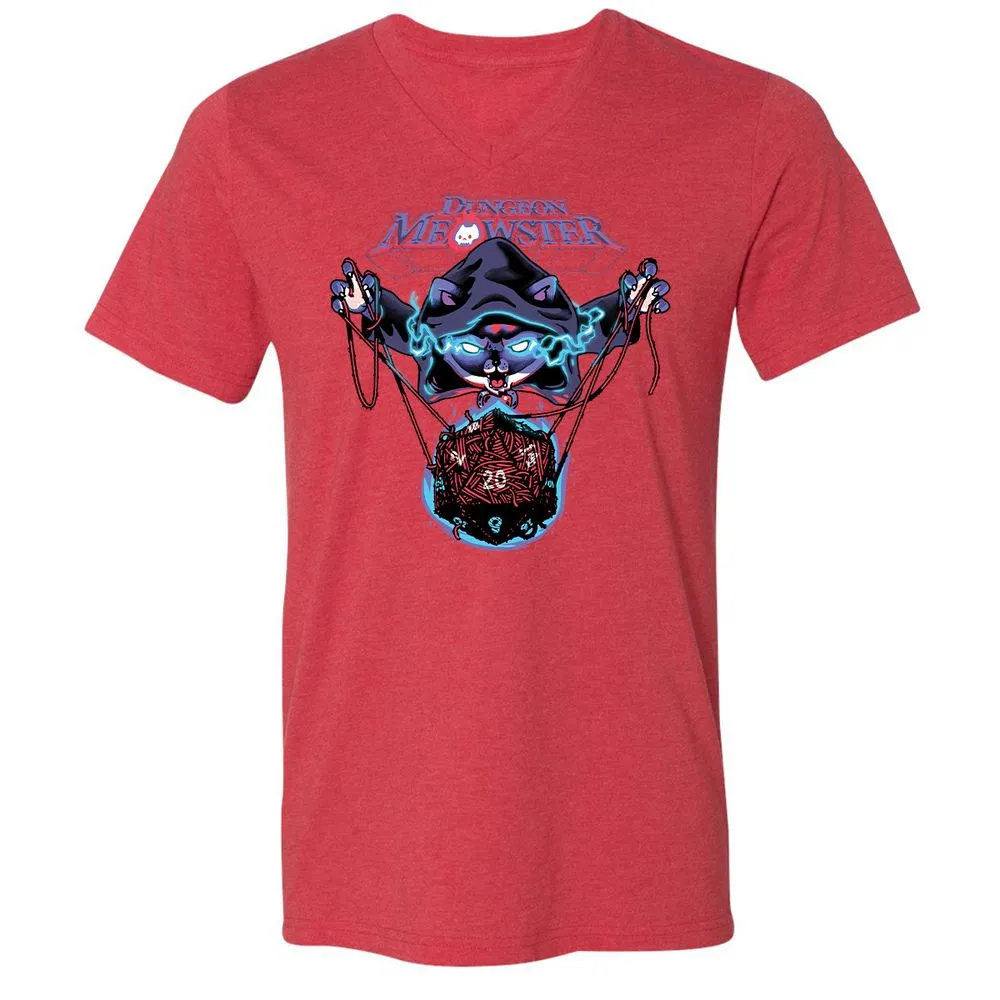 Dungeon Meowster Unisex V-Neck T-Shirt - Heather Red - 16
