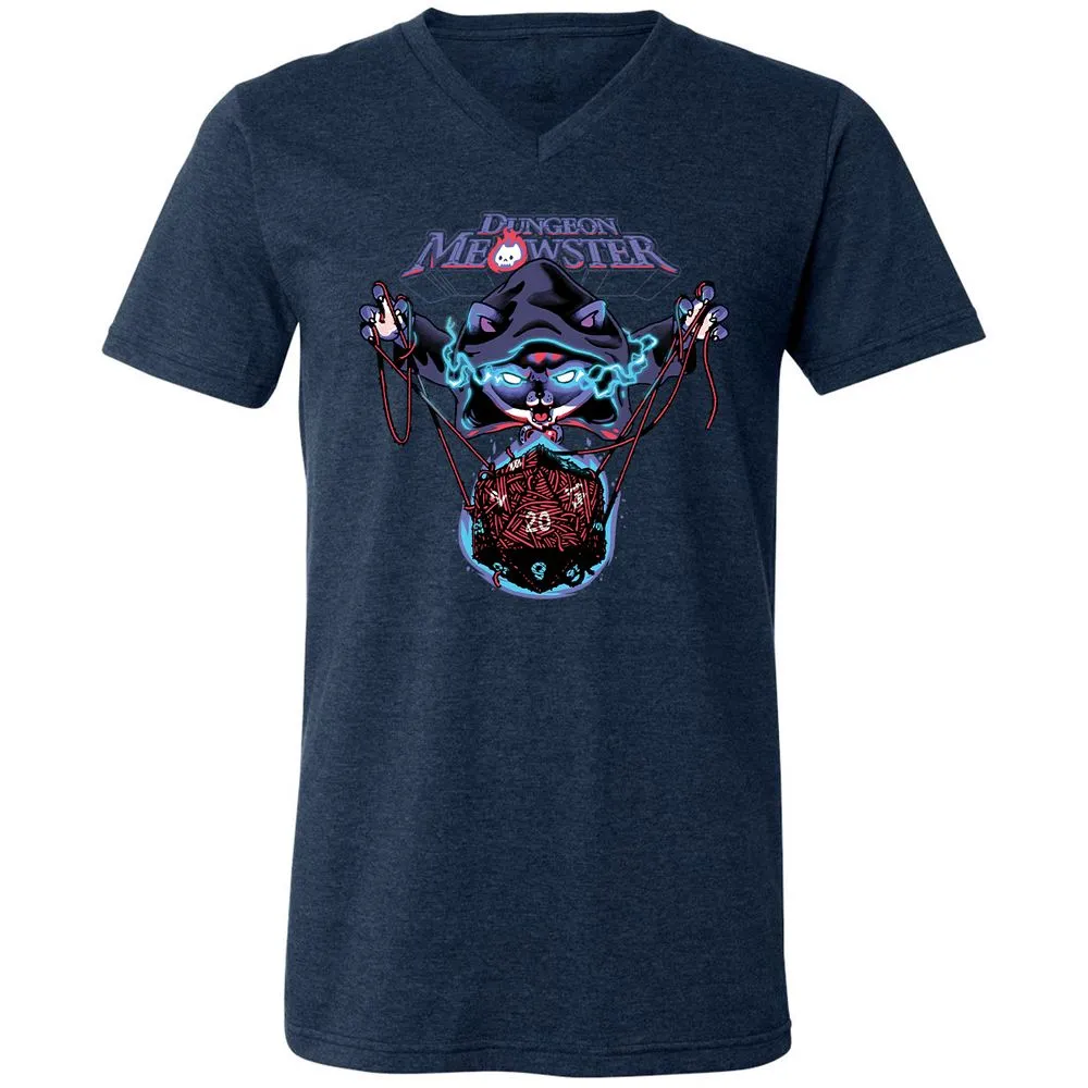 Dungeon Meowster Unisex V-Neck T-Shirt - Heather Navy - 15