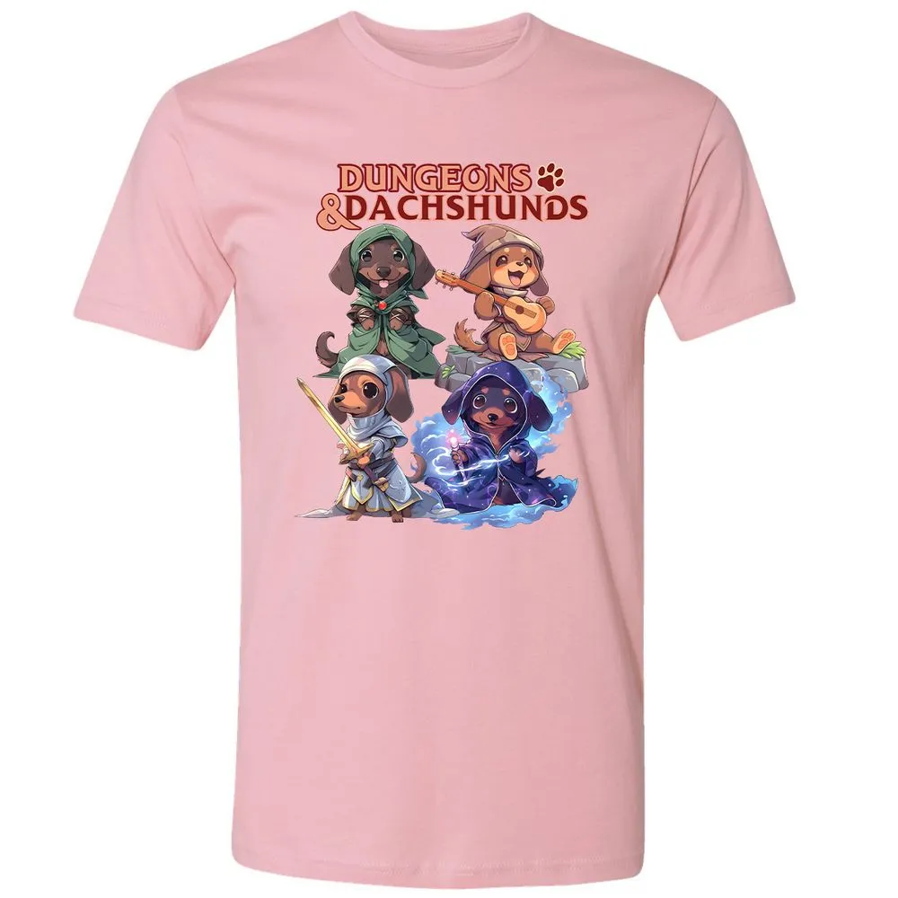 Dungeons & Dachshunds Premium Unisex T-Shirt - Light Pink - 3