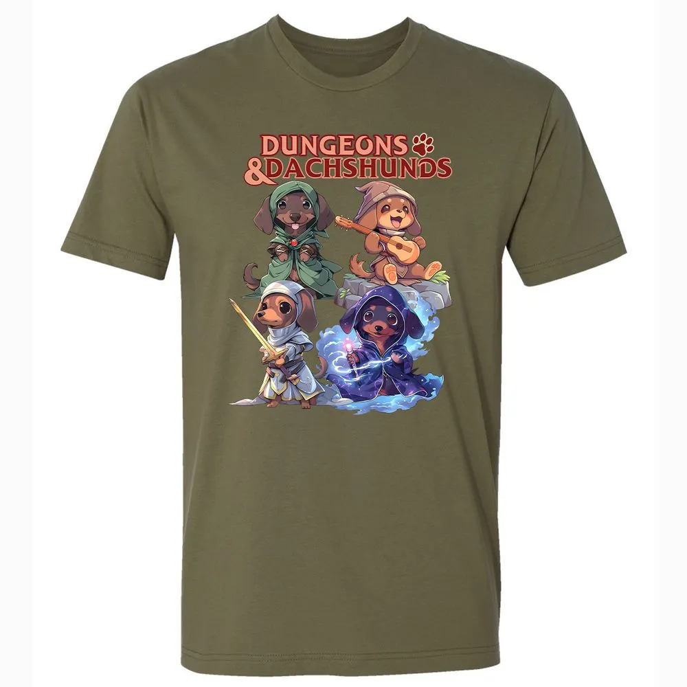 Dungeons & Dachshunds Premium Unisex T-Shirt - Military Green - 5