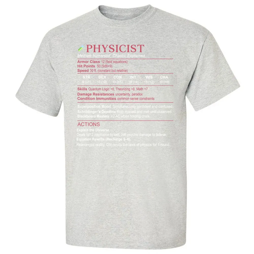 Physicist Stats Classic Unisex T-Shirt - Ash - 2