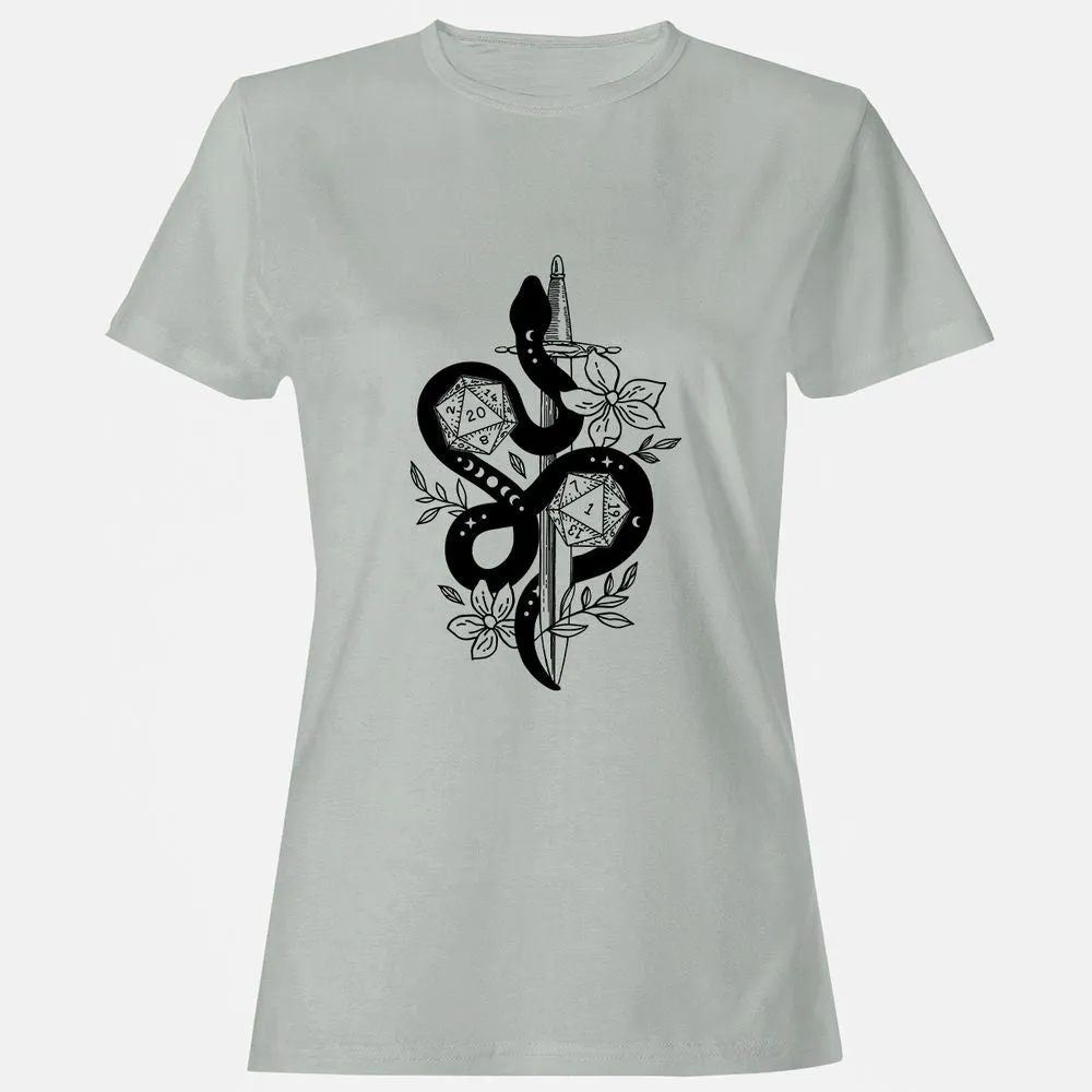 D20 Snake and Sword Women's T-Shirt - Ash - 2