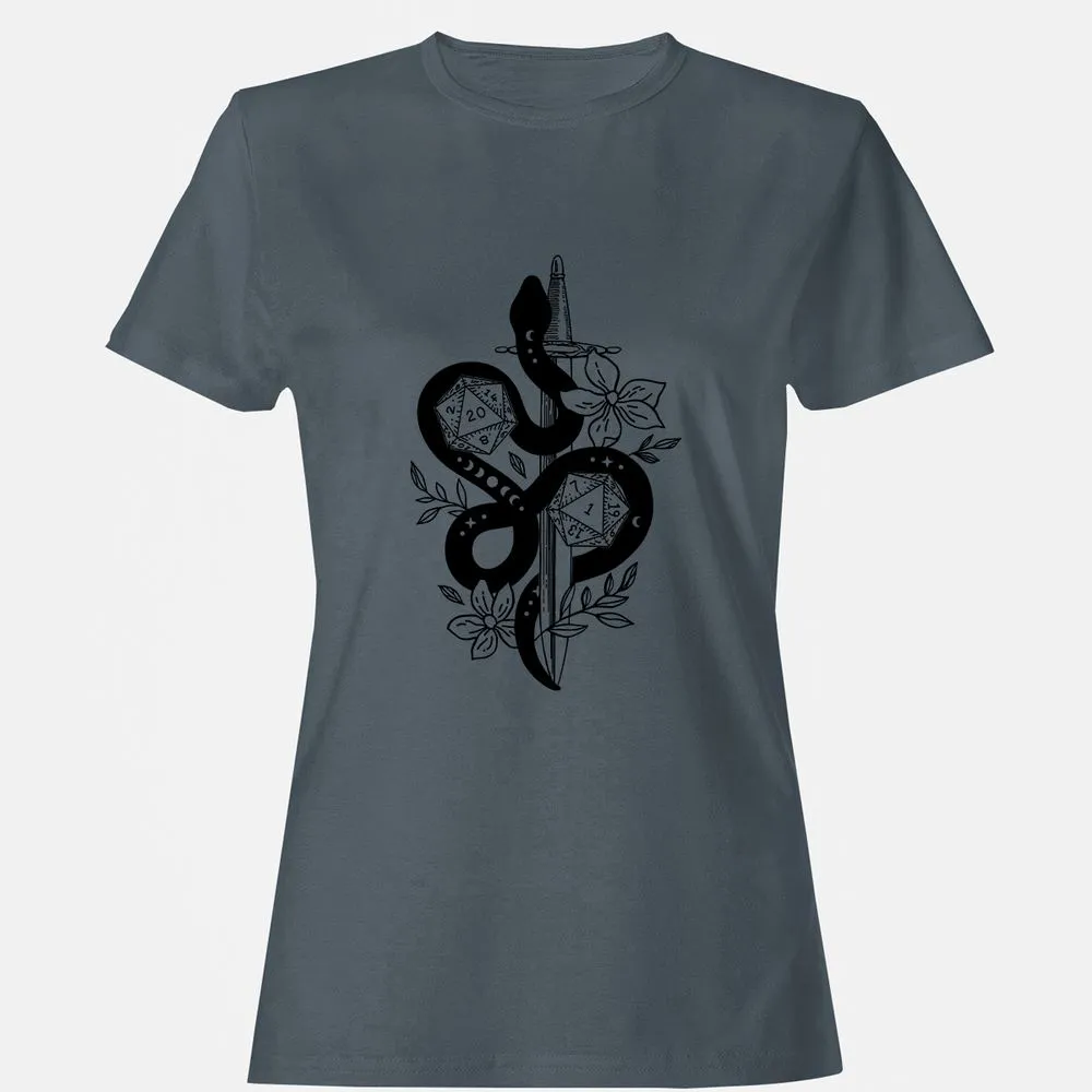 D20 Snake and Sword Women's T-Shirt - Charcoal - 3