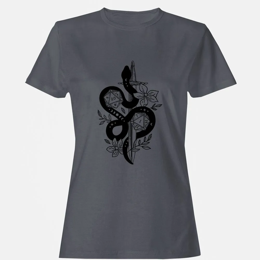 D20 Snake and Sword Women's T-Shirt - Dark Heather - 5