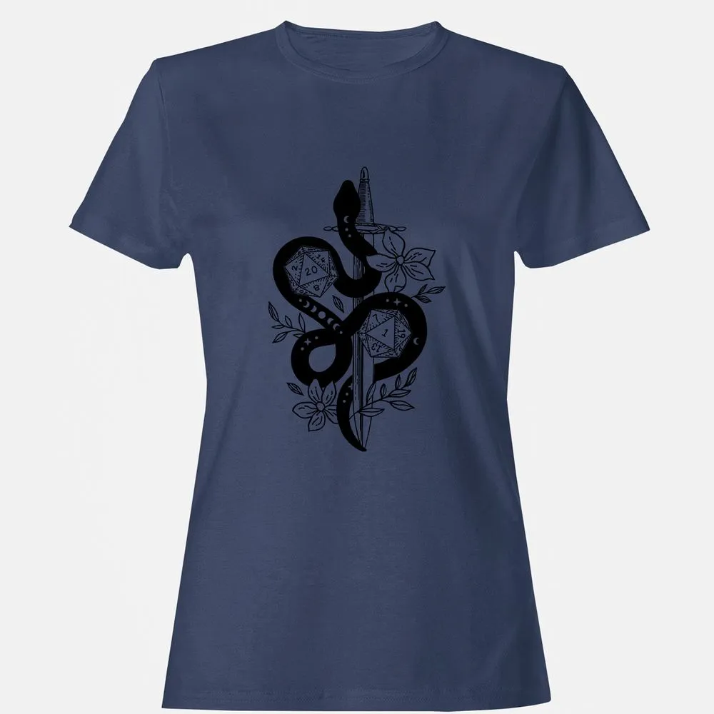 D20 Snake and Sword Women's T-Shirt - Navy - 10
