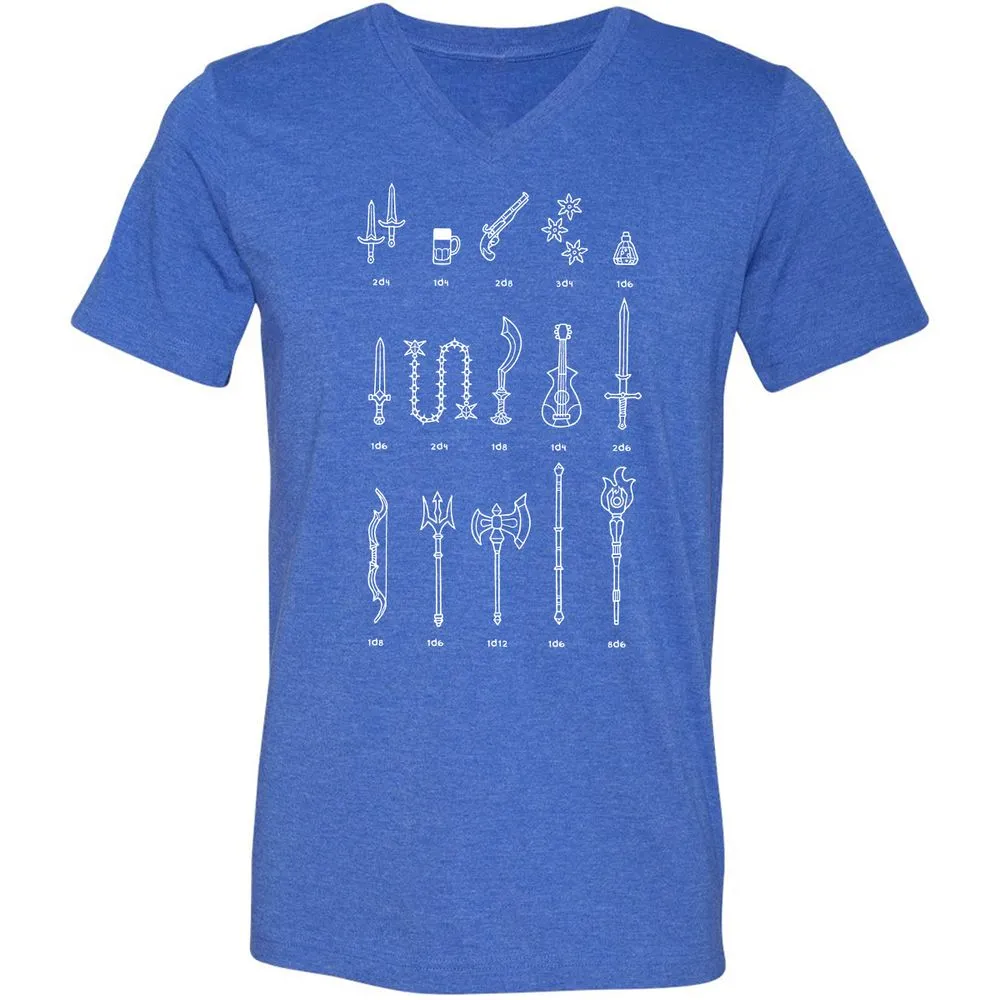 Damage Dealer RPG Unisex V-Neck T-Shirt - Heather True Royal - 14