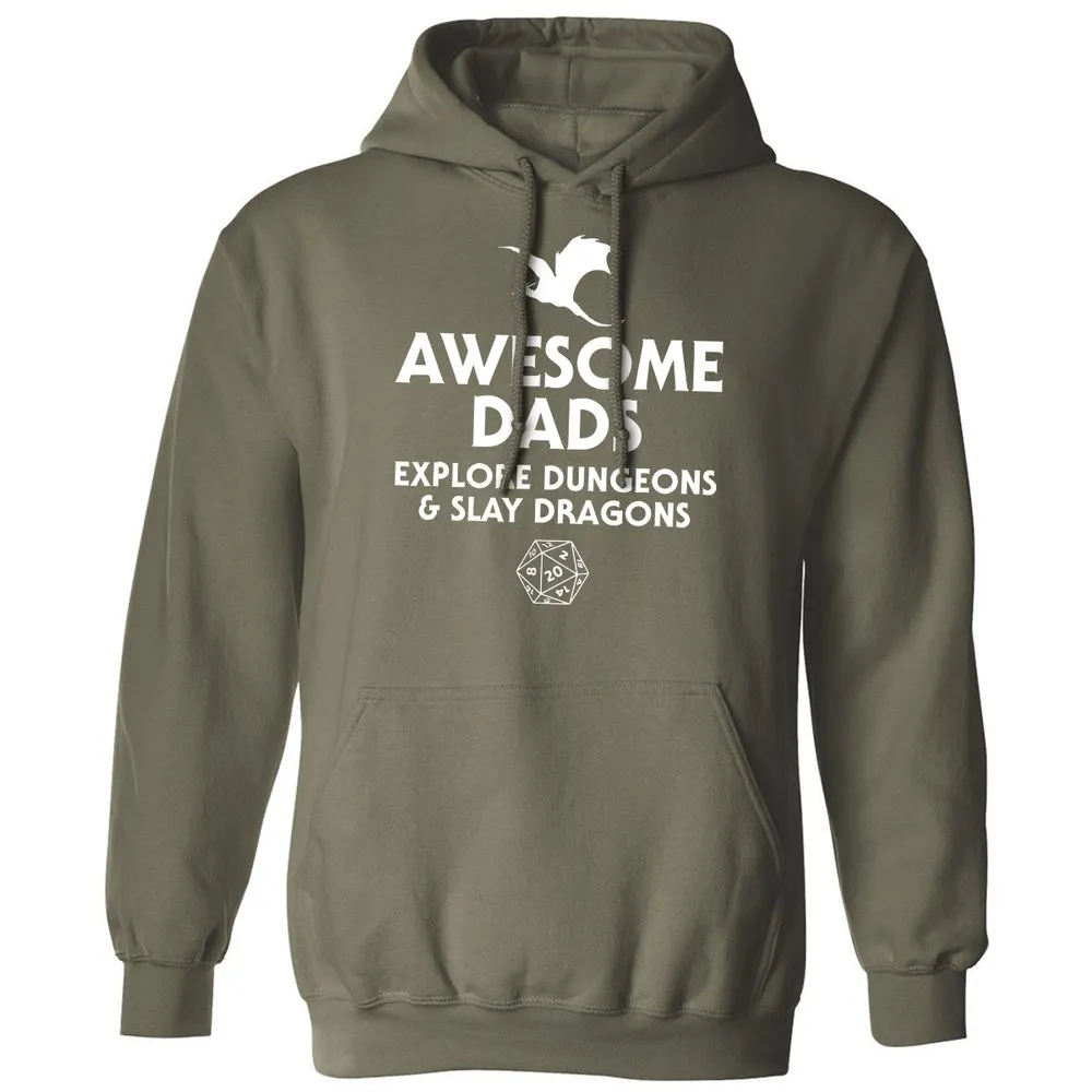Awesome Dads Slay Dragons Classic Unisex Hoodie - Military Green - 4