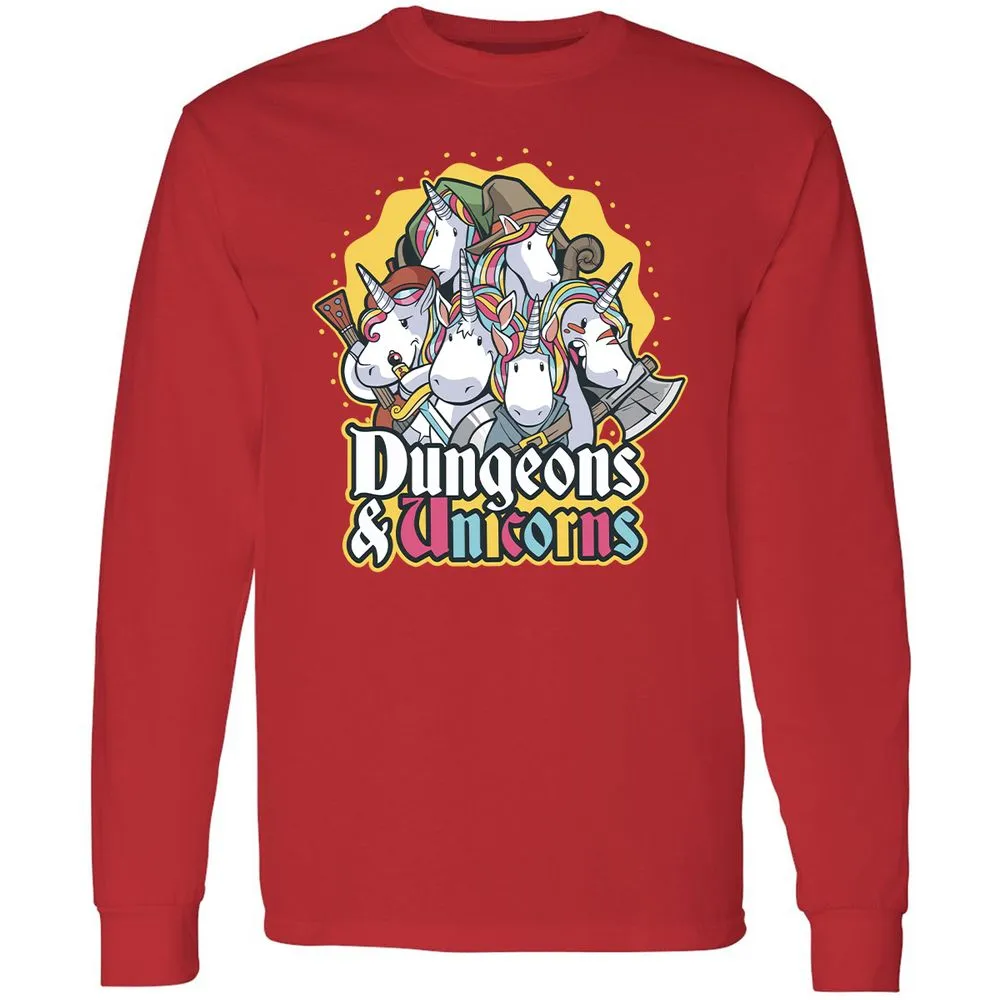 Dungeons And Unicorns Long Sleeve T-Shirt - Red - 14