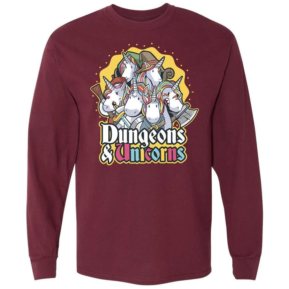 Dungeons And Unicorns Long Sleeve T-Shirt - Maroon - 11