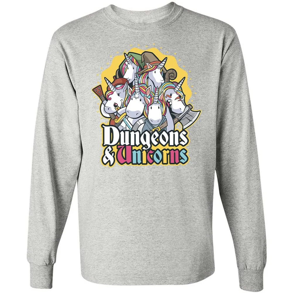 Dungeons And Unicorns Long Sleeve T-Shirt - Ash - 7