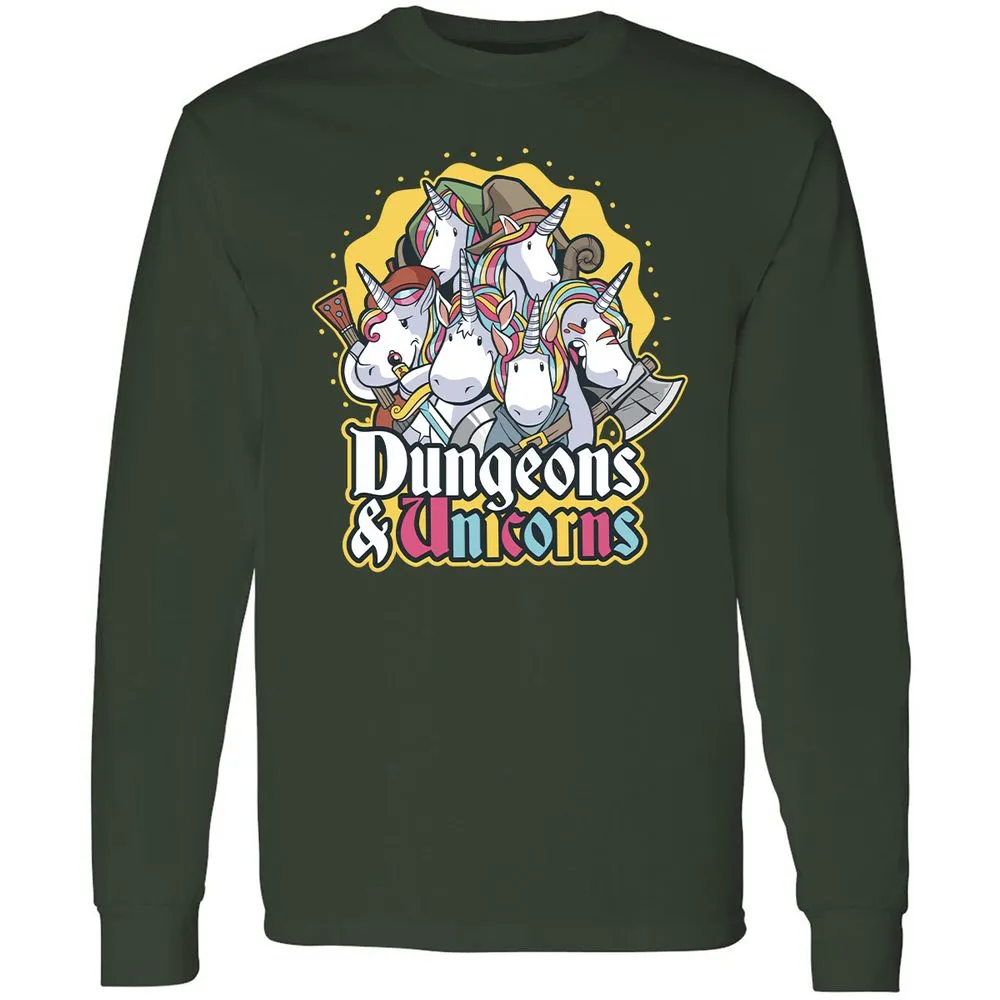 Dungeons And Unicorns Long Sleeve T-Shirt - Forest Green - 4