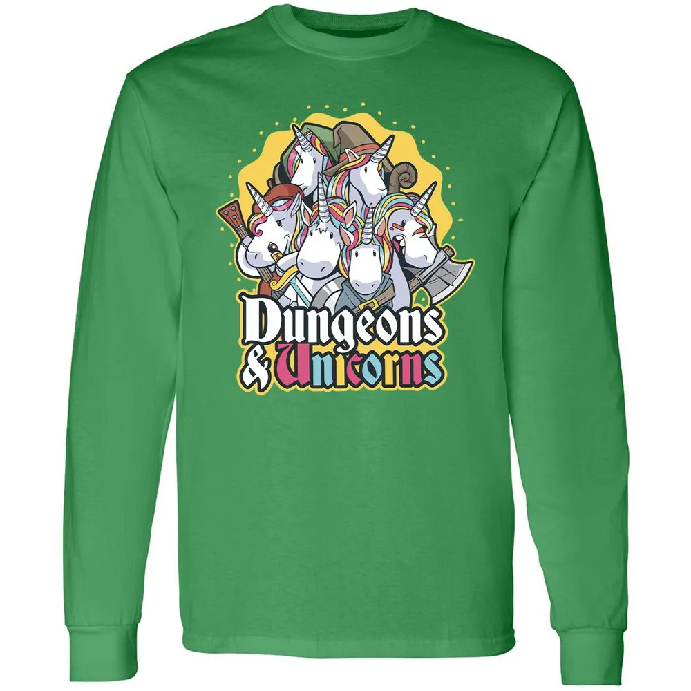 Dungeons And Unicorns Long Sleeve T-Shirt - Irish Green - 10