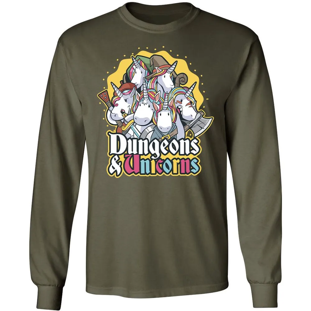 Dungeons And Unicorns Long Sleeve T-Shirt - Military Green - 16