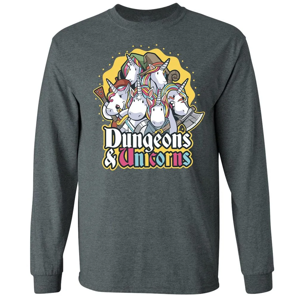 Dungeons And Unicorns Long Sleeve T-Shirt - Dark Heather - 15