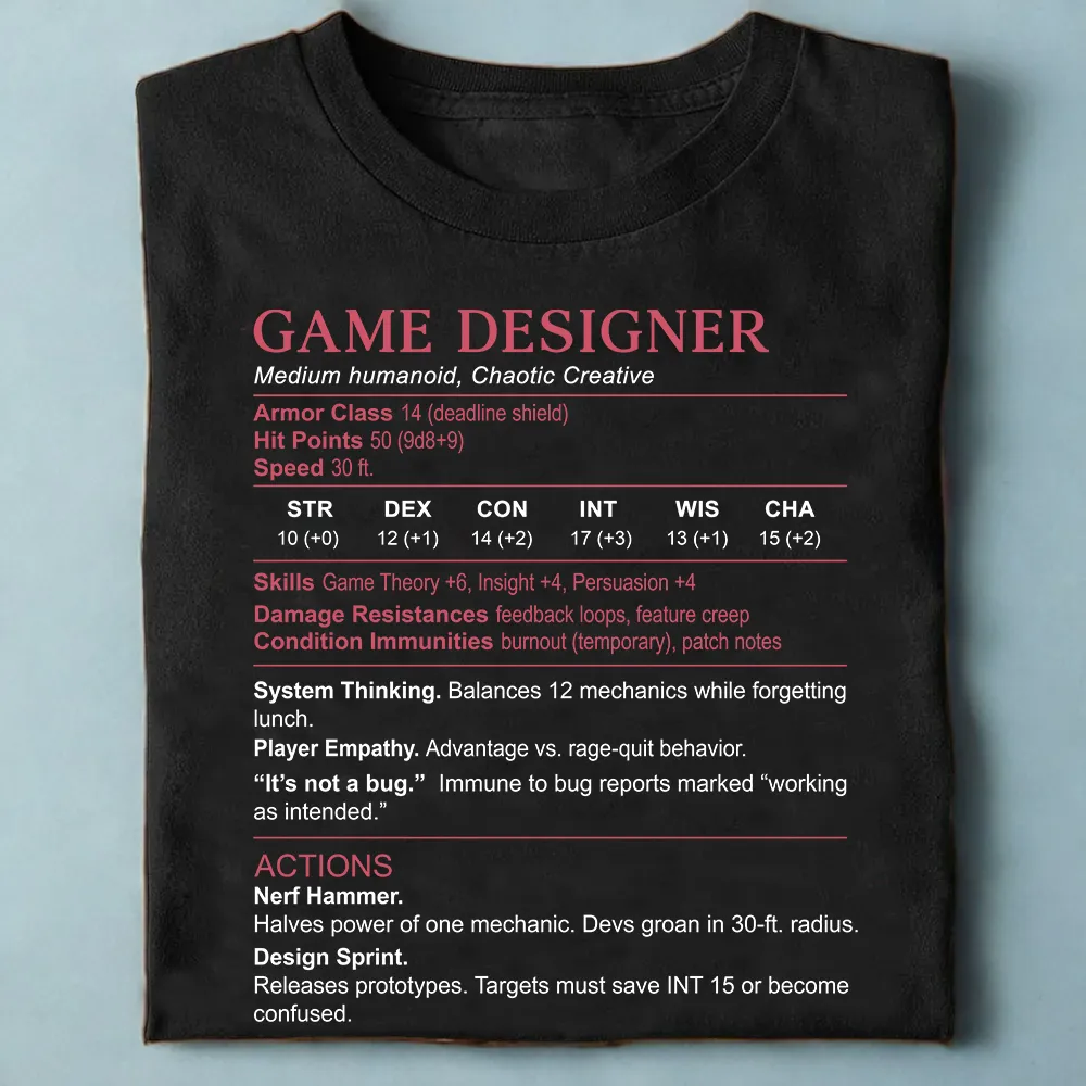 Game Designer Stats Classic Unisex T-Shirt - 1