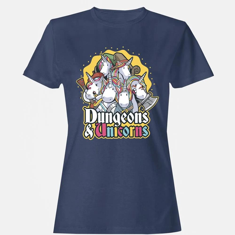 Dungeons And Unicorns Women's T-Shirt - Navy - 10