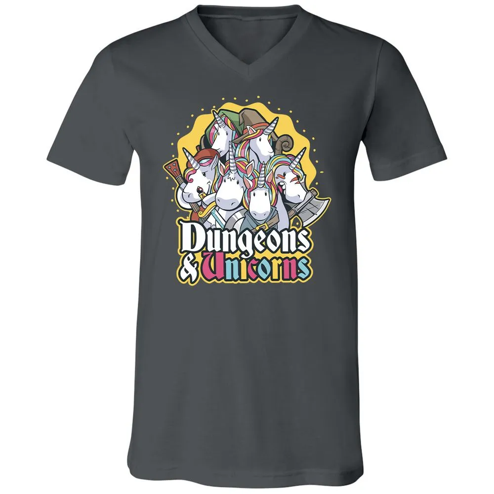 Dungeons And Unicorns Unisex V-Neck T-Shirt - Asphalt - 12