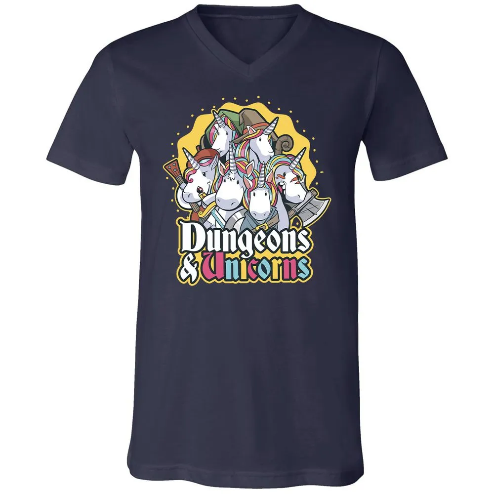 Dungeons And Unicorns Unisex V-Neck T-Shirt - Navy - 2