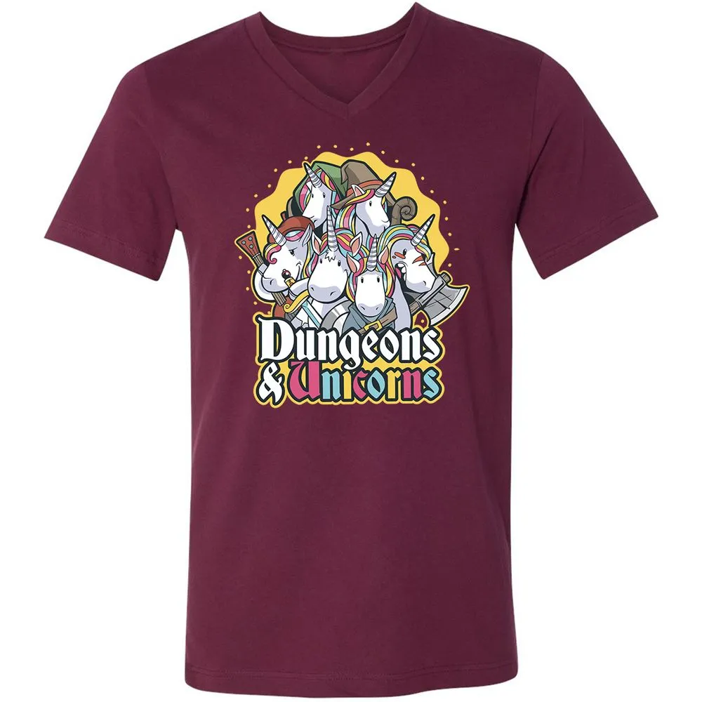 Dungeons And Unicorns Unisex V-Neck T-Shirt - Maroon - 6