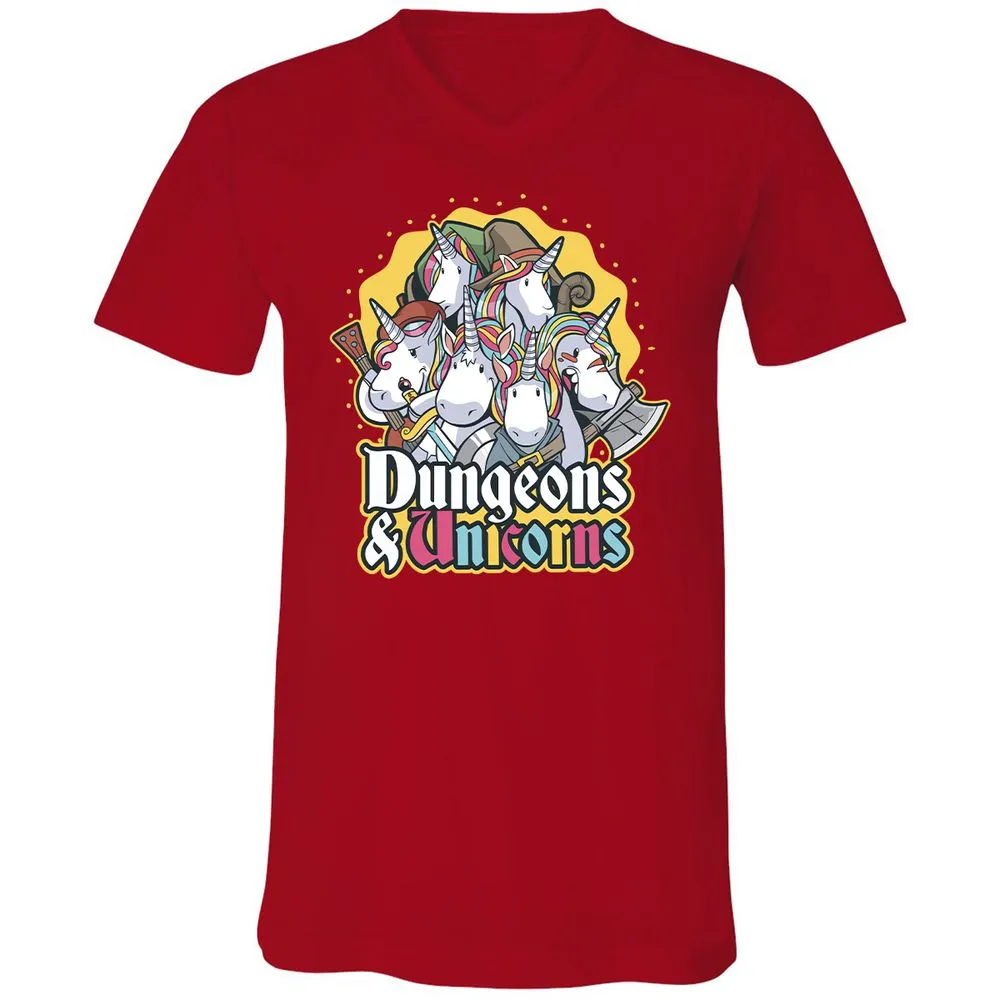 Dungeons And Unicorns Unisex V-Neck T-Shirt - Red - 3