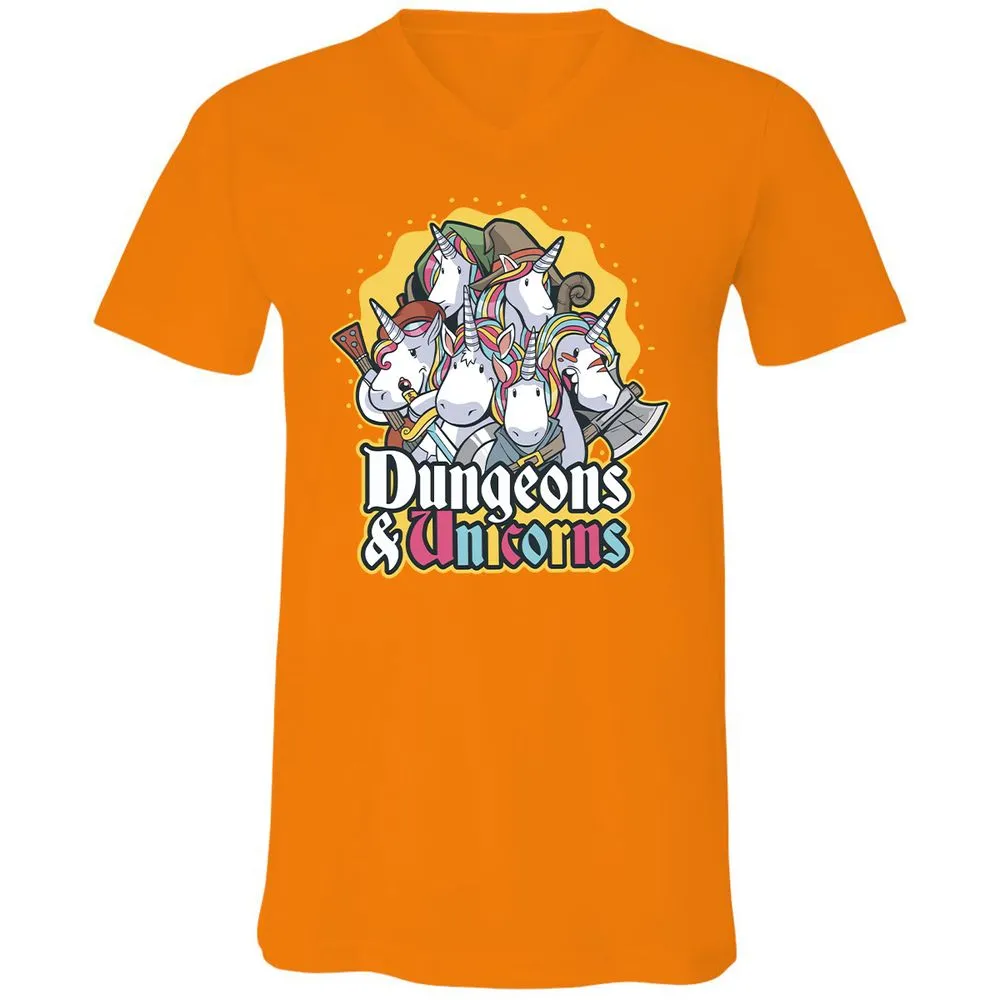Dungeons And Unicorns Unisex V-Neck T-Shirt - Orange - 11
