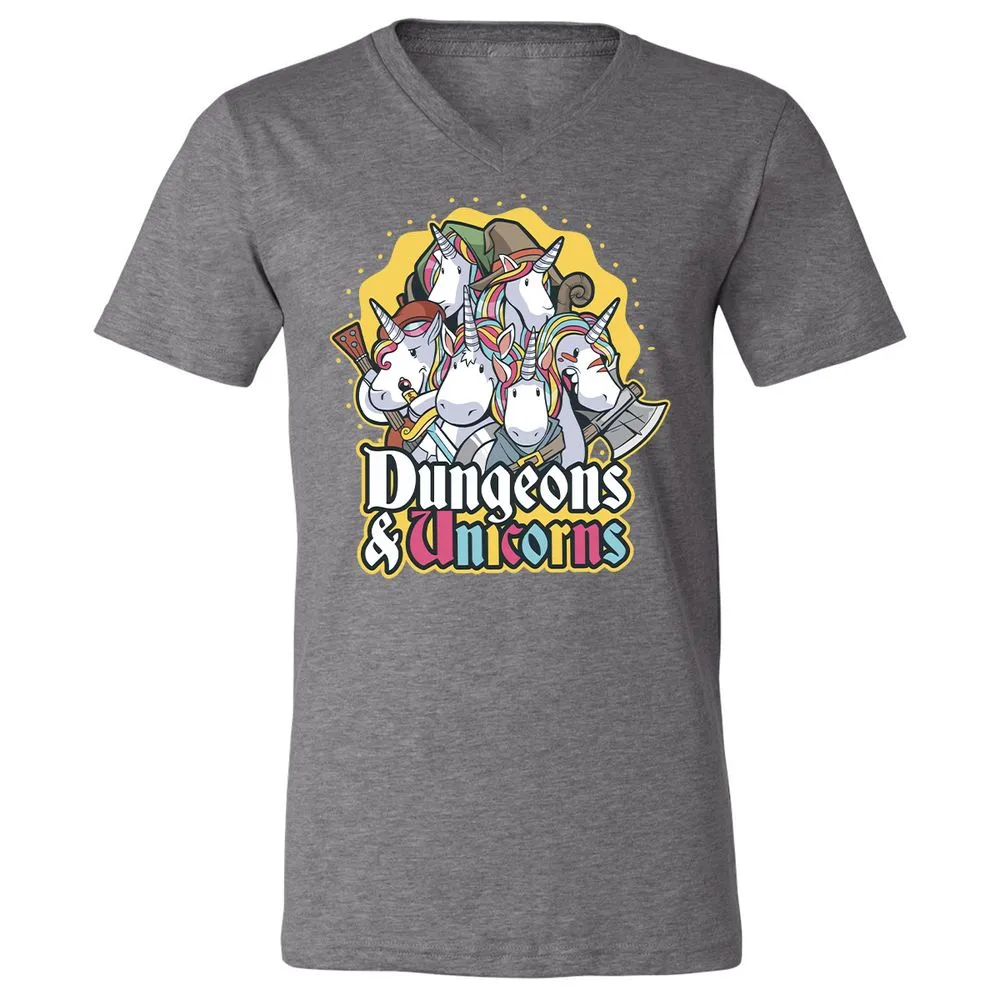 Dungeons And Unicorns Unisex V-Neck T-Shirt - Deep Heather - 13