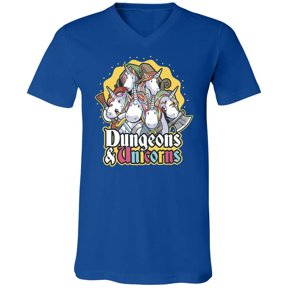 Dungeons And Unicorns Unisex V-Neck T-Shirt - True Royal - 4