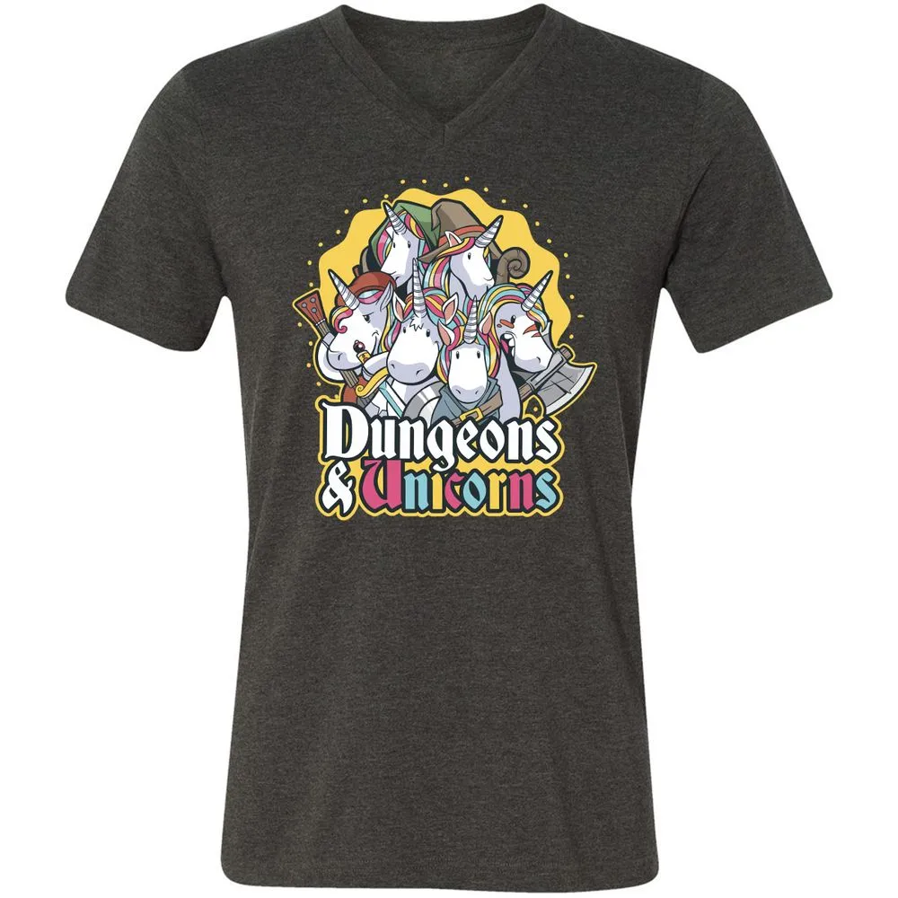 Dungeons And Unicorns Unisex V-Neck T-Shirt - Dark Grey Heather - 8