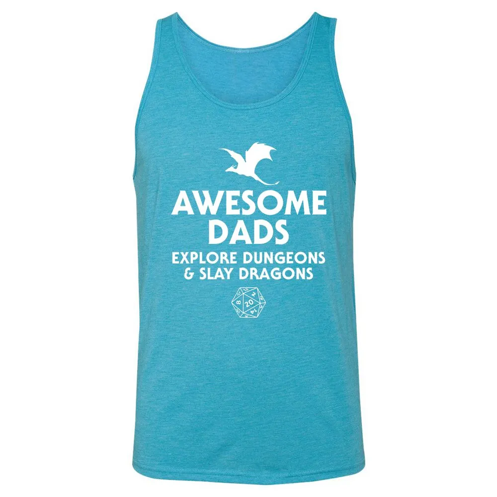 Awesome Dads Slay Dragons Unisex Jersey Tank - Aqua Triblend - 3