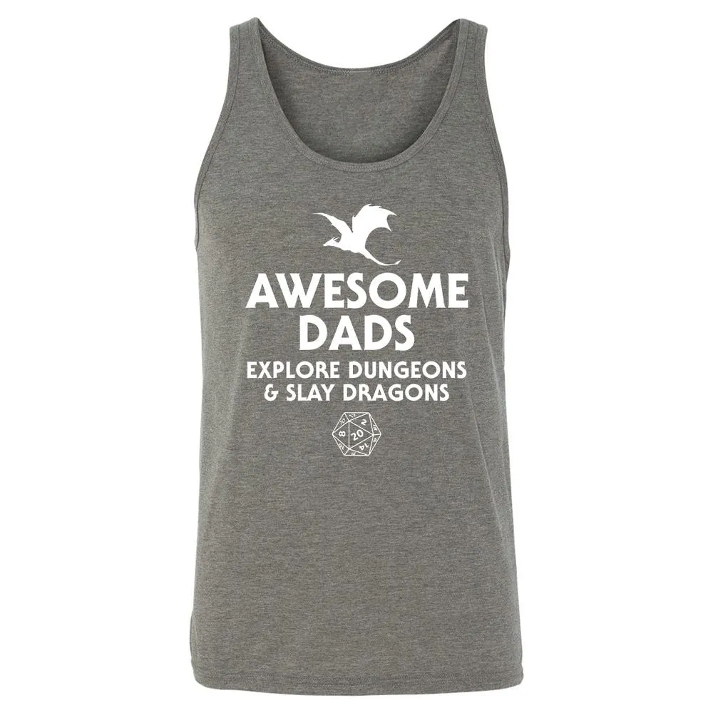 Awesome Dads Slay Dragons Unisex Jersey Tank - Grey Triblend - 8