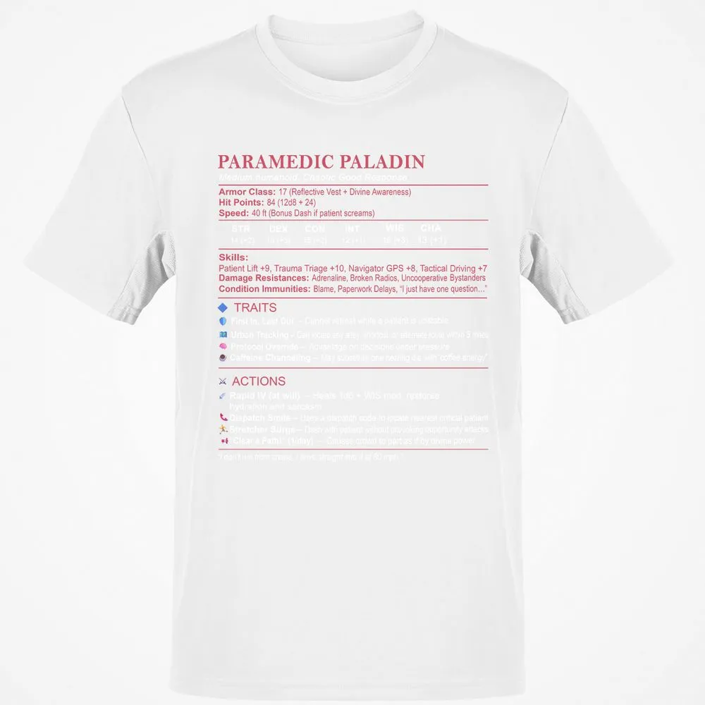 Paramedic Stats Classic Unisex T-Shirt - White - 12