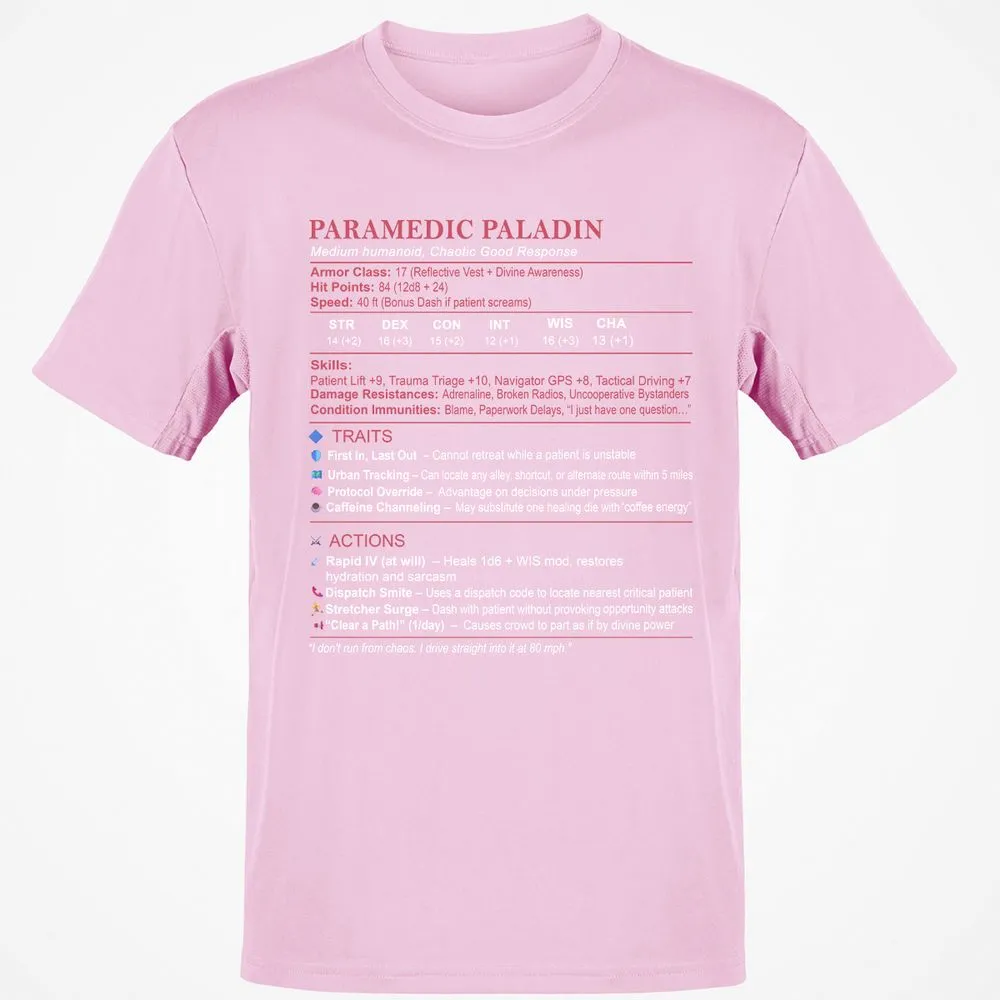 Paramedic Stats Classic Unisex T-Shirt - Light Pink - 5