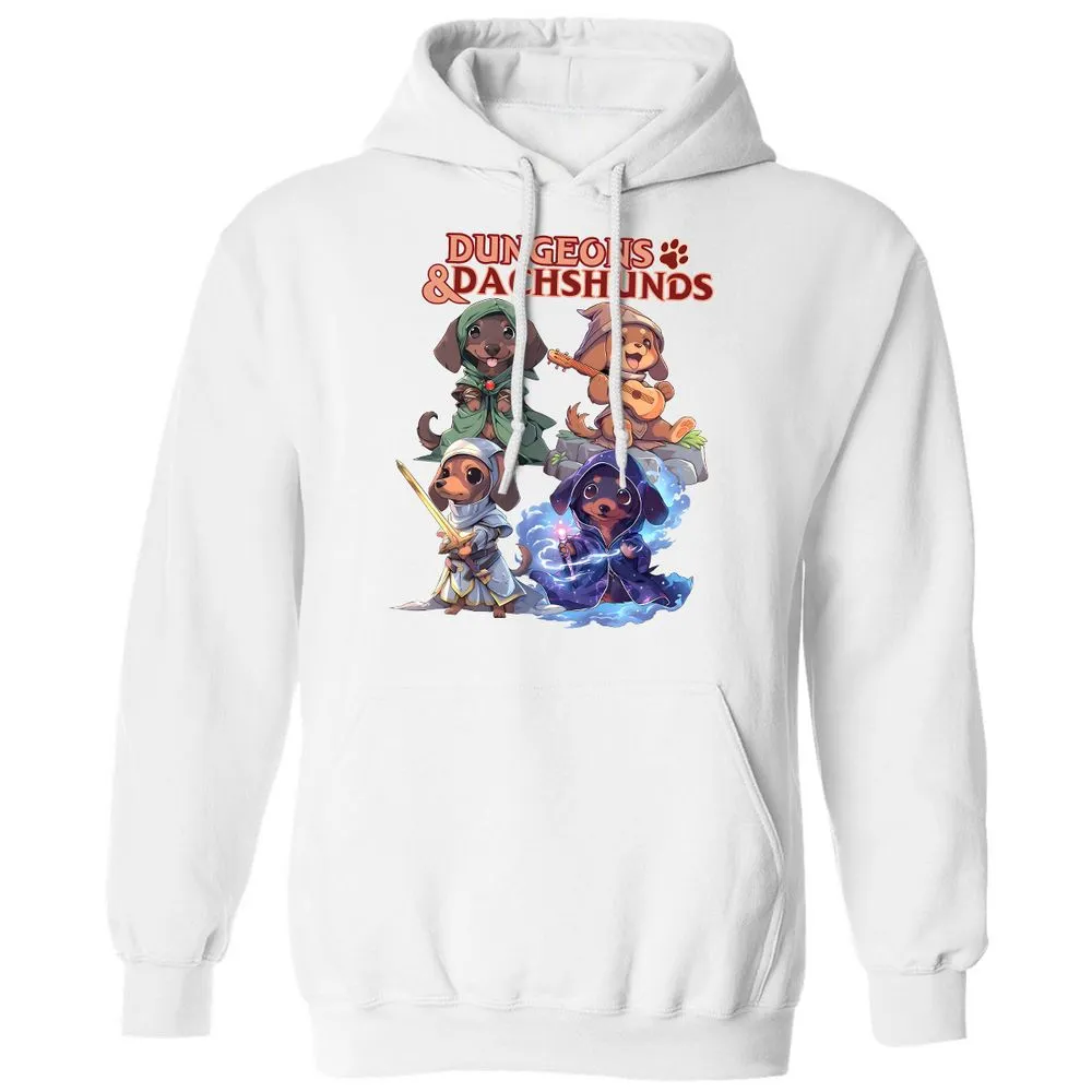Dungeons & Dachshunds Classic Unisex Hoodie - White - 11