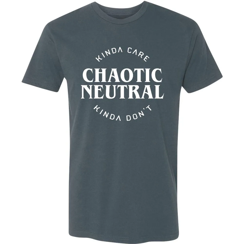 Chaotic Neutral Alignment Kinda Care Kinda Don't Premium Unisex T-Shirt - Indigo - 15