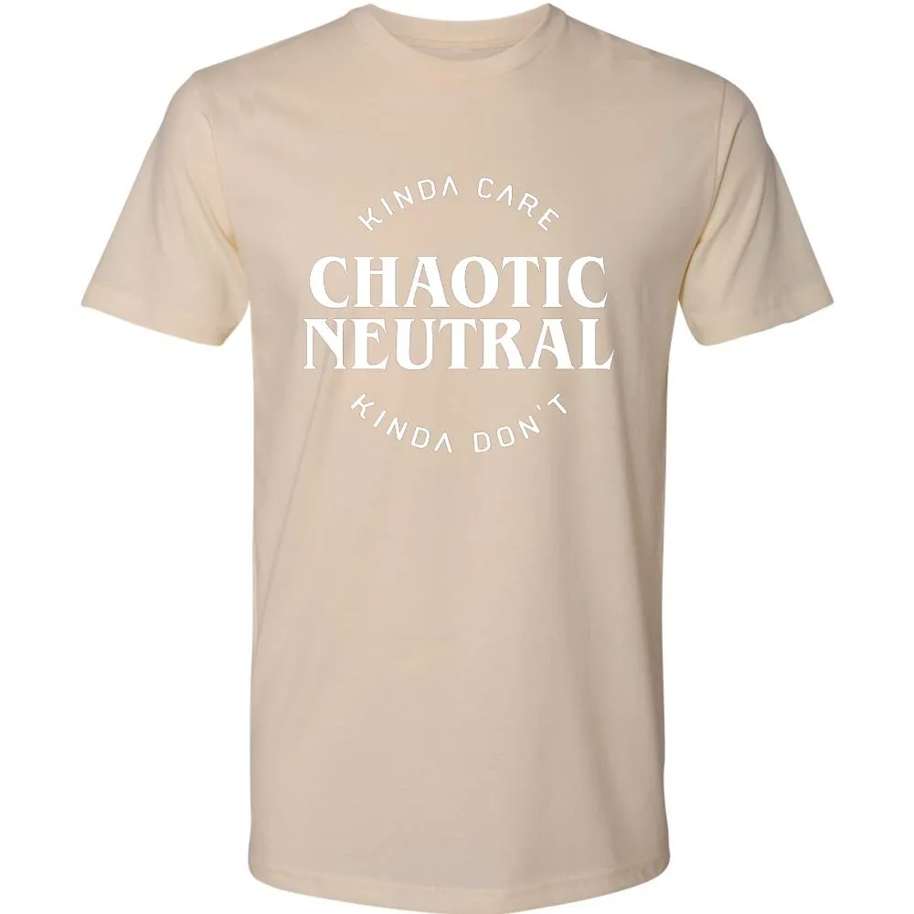Chaotic Neutral Alignment Kinda Care Kinda Don't Premium Unisex T-Shirt - Cream - 14