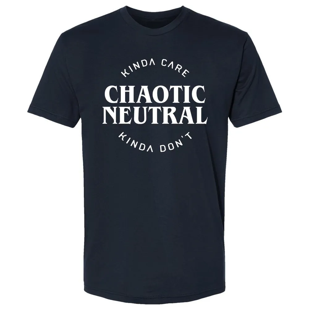 Chaotic Neutral Alignment Kinda Care Kinda Don't Premium Unisex T-Shirt - Midnight Navy - 2