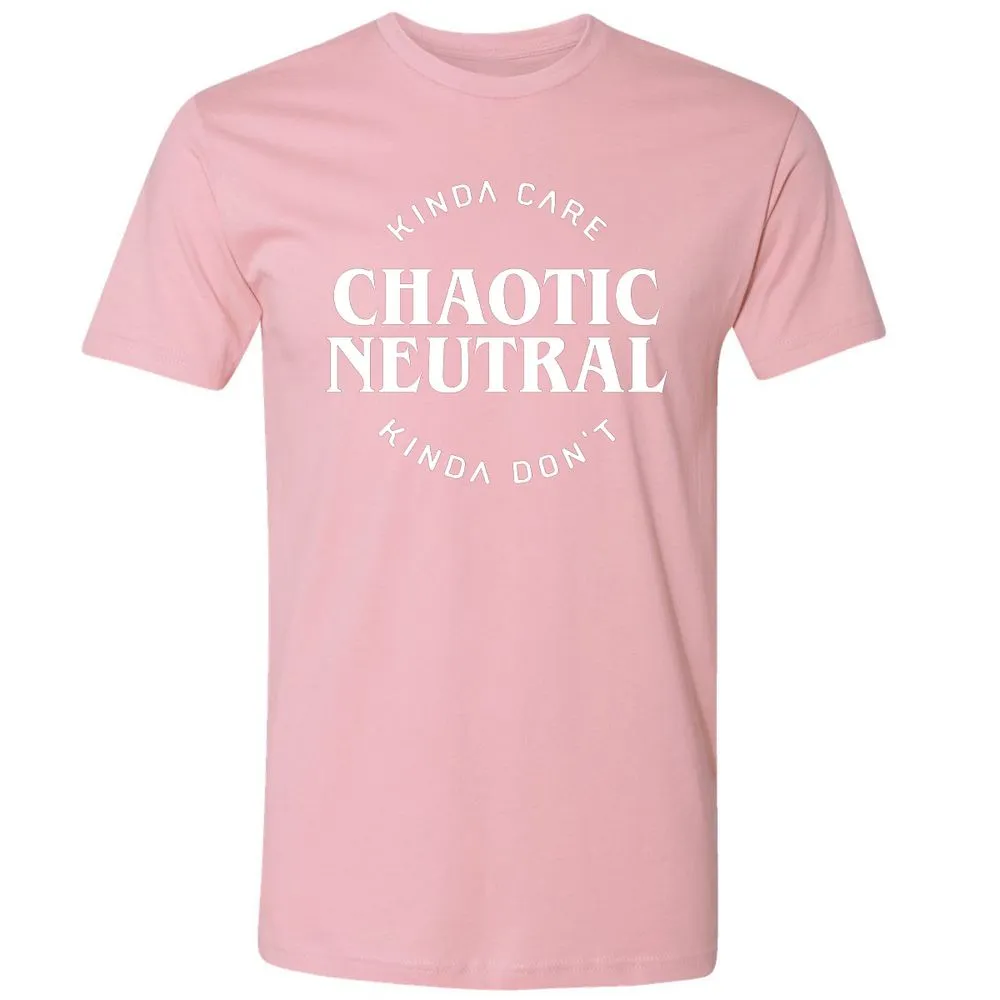 Chaotic Neutral Alignment Kinda Care Kinda Don't Premium Unisex T-Shirt - Light Pink - 3