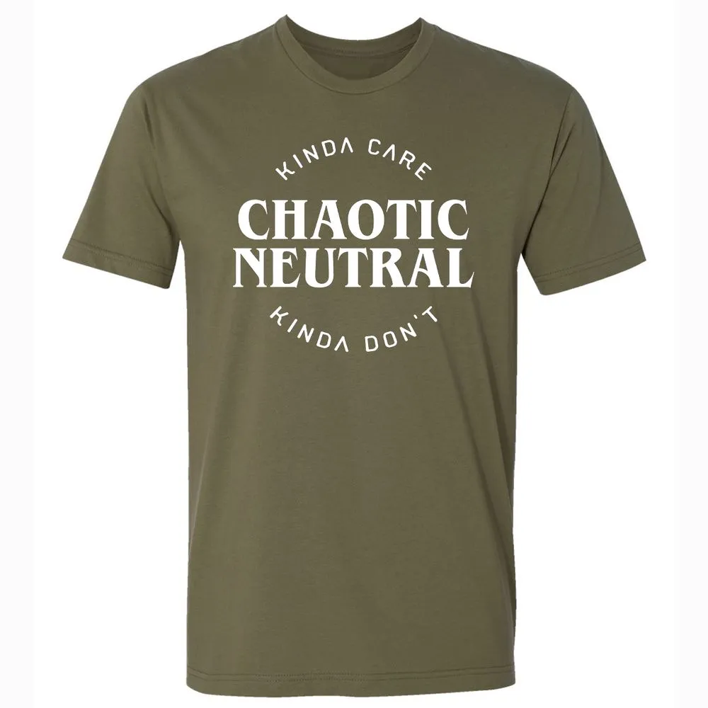 Chaotic Neutral Alignment Kinda Care Kinda Don't Premium Unisex T-Shirt - Military Green - 5