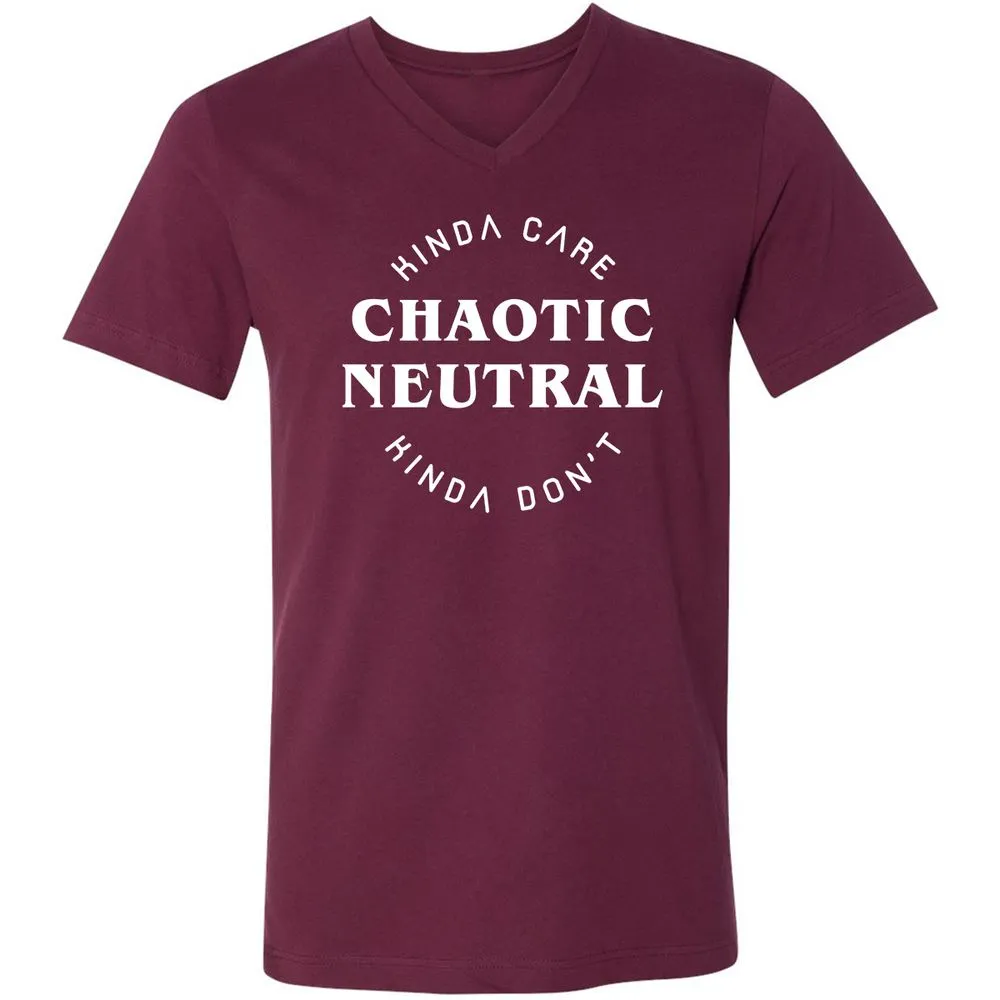Chaotic Neutral Unisex V-Neck T-Shirt - Maroon - 6