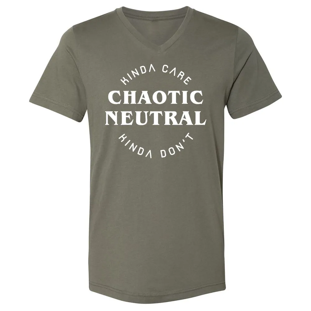Chaotic Neutral Unisex V-Neck T-Shirt - Military Green - 10