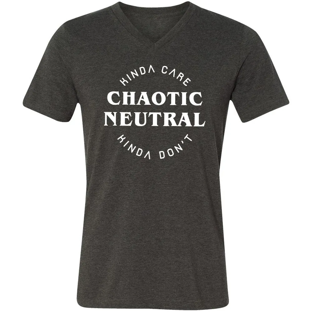 Chaotic Neutral Unisex V-Neck T-Shirt - Dark Grey Heather - 8