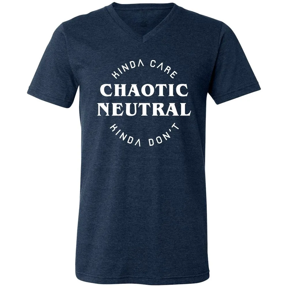 Chaotic Neutral Unisex V-Neck T-Shirt - Heather Navy - 15