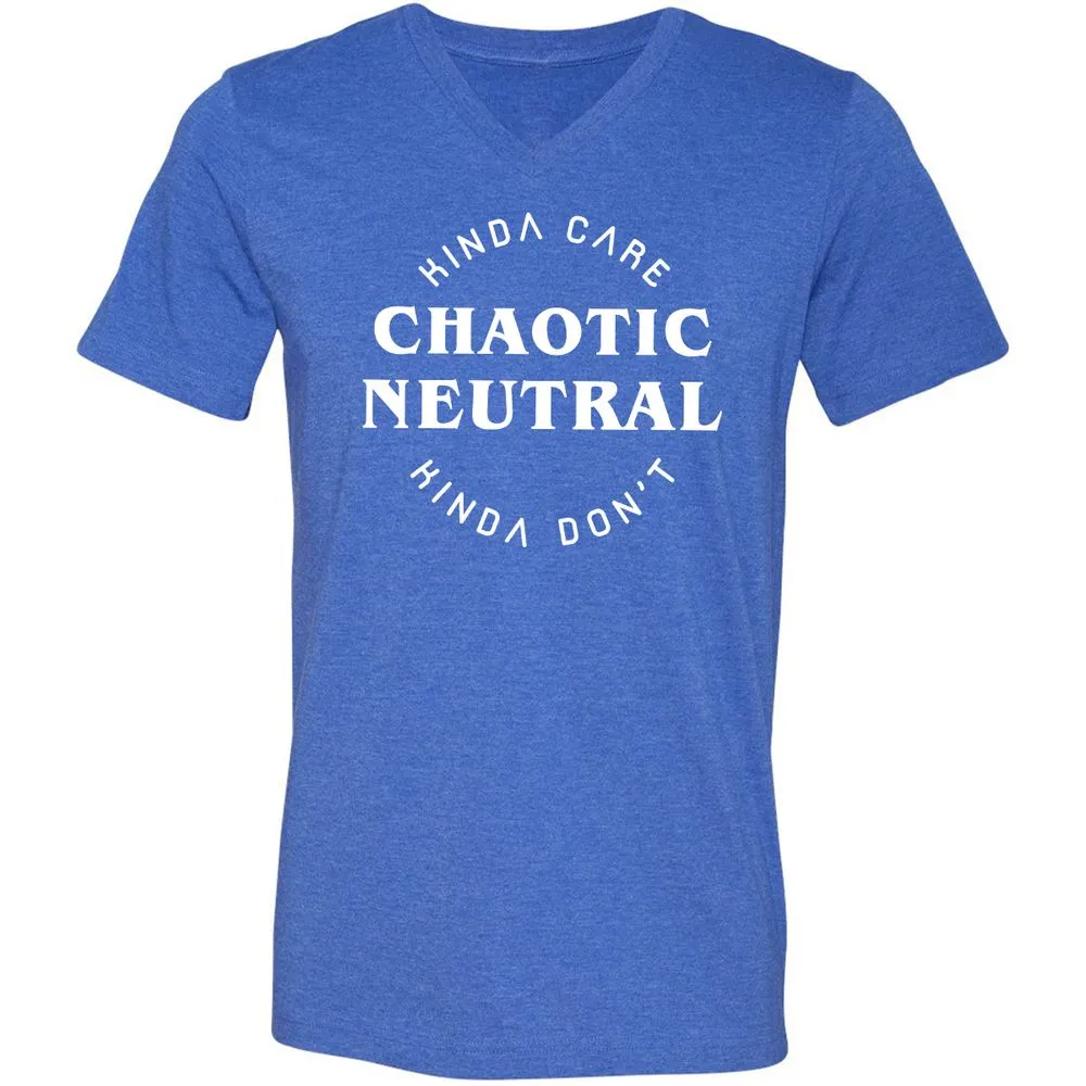 Chaotic Neutral Unisex V-Neck T-Shirt - Heather True Royal - 14