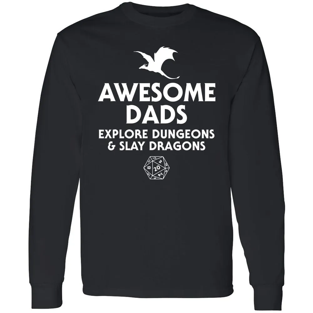 Awesome Dads Slay Dragons Long Sleeve T-Shirt - Black - 1