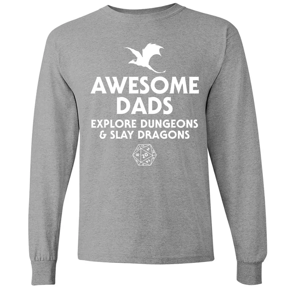Awesome Dads Slay Dragons Long Sleeve T-Shirt - Graphite Heather - 6