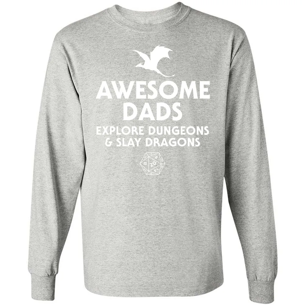 Awesome Dads Slay Dragons Long Sleeve T-Shirt - Ash - 7