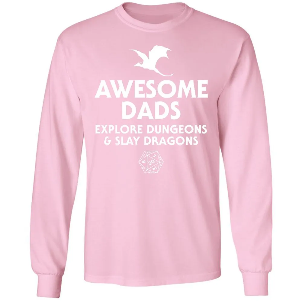 Awesome Dads Slay Dragons Long Sleeve T-Shirt - Light Pink - 3