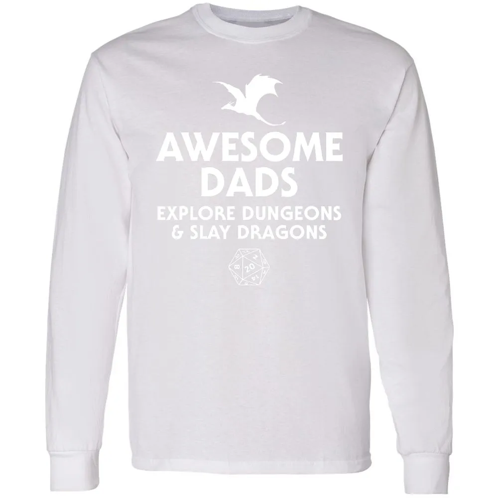 Awesome Dads Slay Dragons Long Sleeve T-Shirt - White - 5