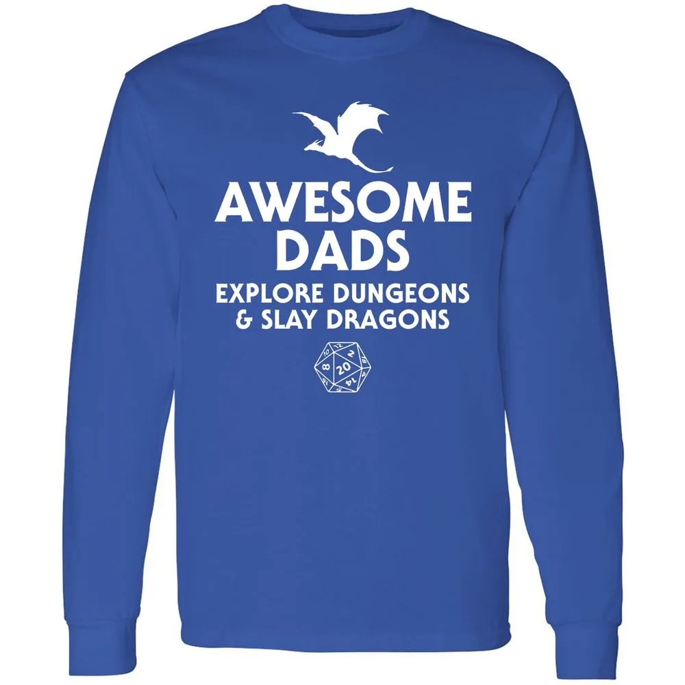 Awesome Dads Slay Dragons Long Sleeve T-Shirt - Royal - 8